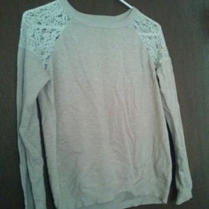 Lace shoulder sweater